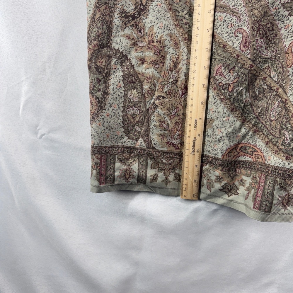 Talbots Silk Paisley Wrap Skirt Womens 12 Green Brown Midi Boho Cottagecore - Picture 3 of 6